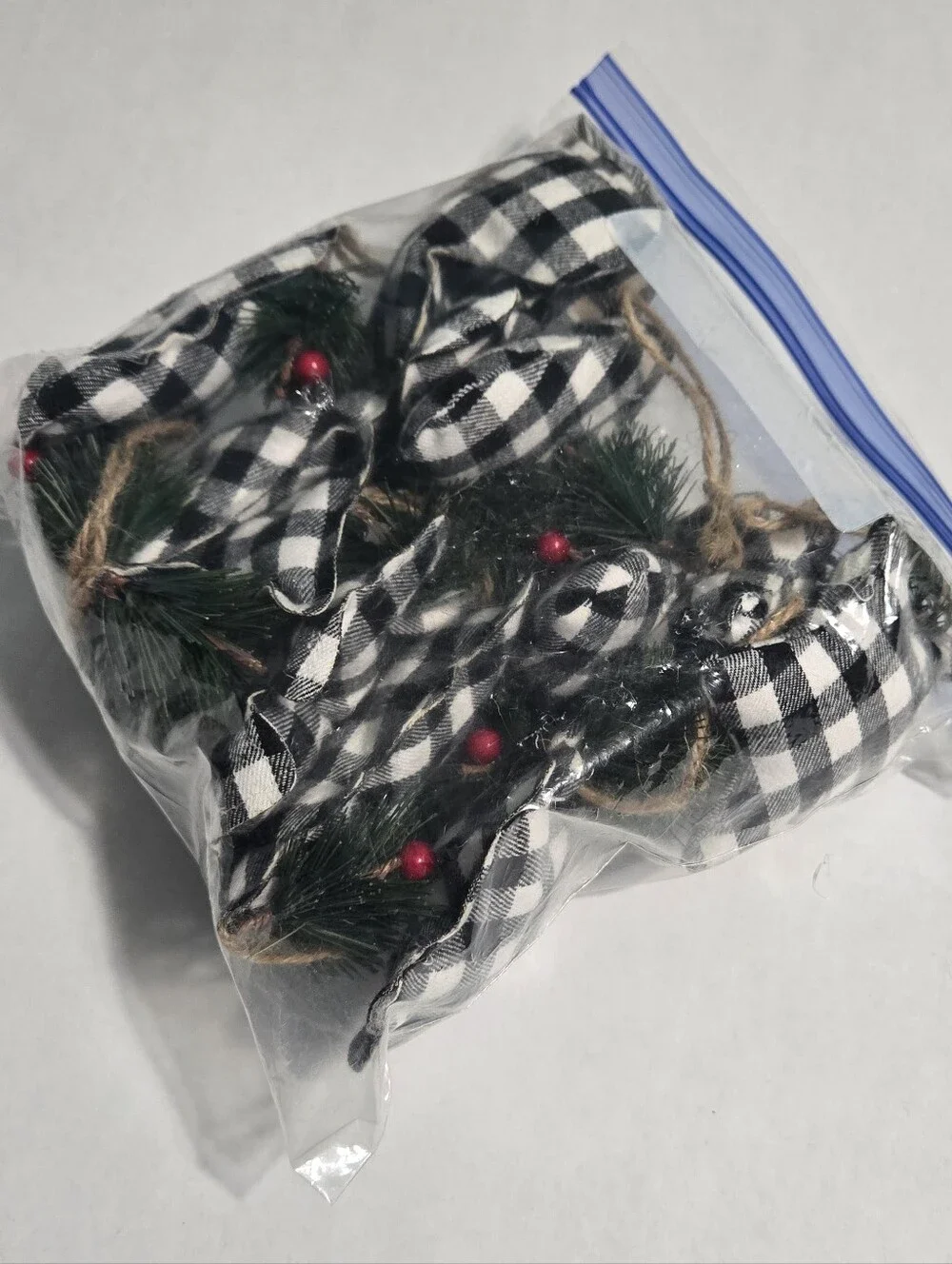 Set of 6 Holiday Style Buffalo Plaid Christmas Ornaments